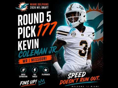 Bill Carroll 32 Picks 32 Days NFL Draft Missouri WR Kevin Coleman Jr. 5’10 1/4 179 Dolphins Pick 177