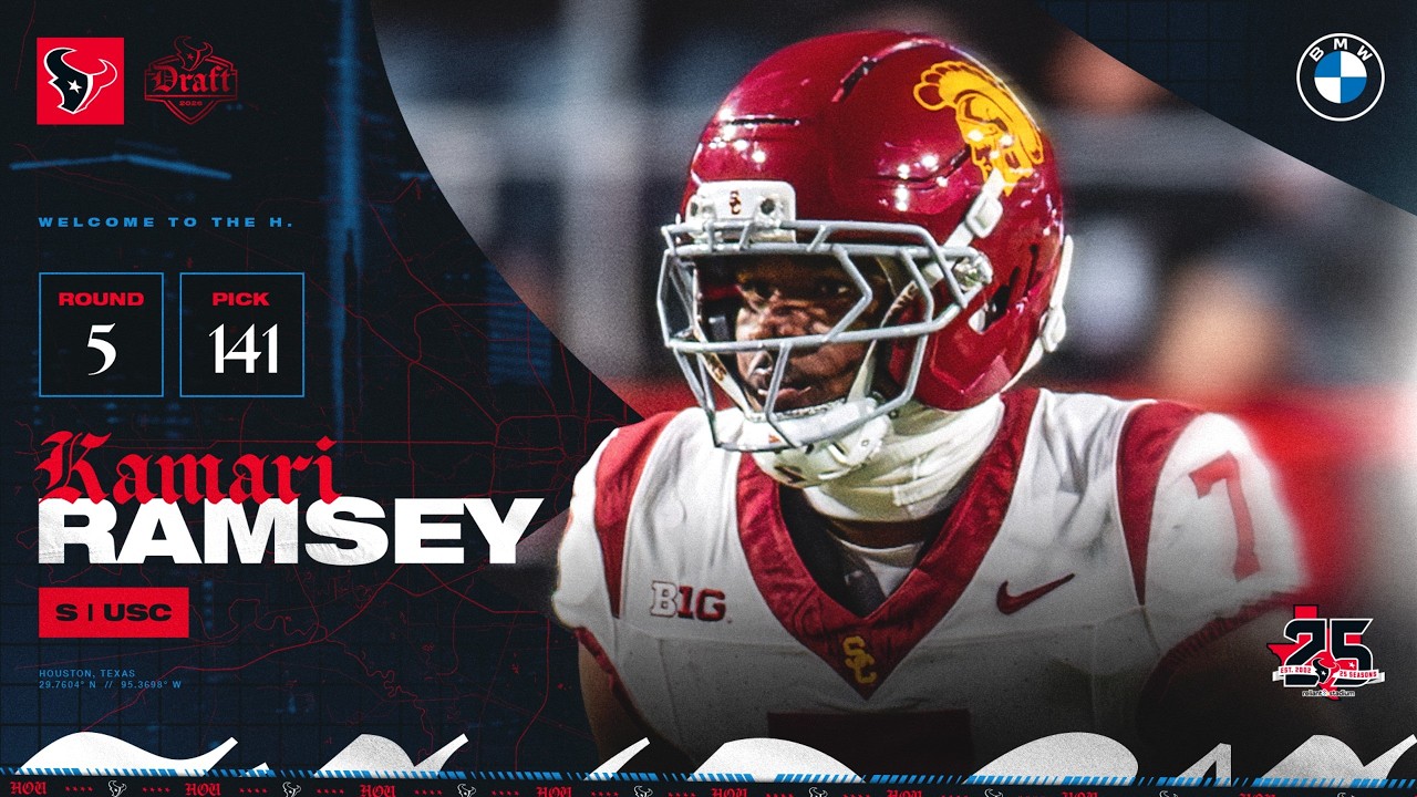 Bill Carroll-32 Picks In 32 Days Kamari Ramsey 6′ 0¼” 202 Houston Texans Pick #141 of the NFL Draft