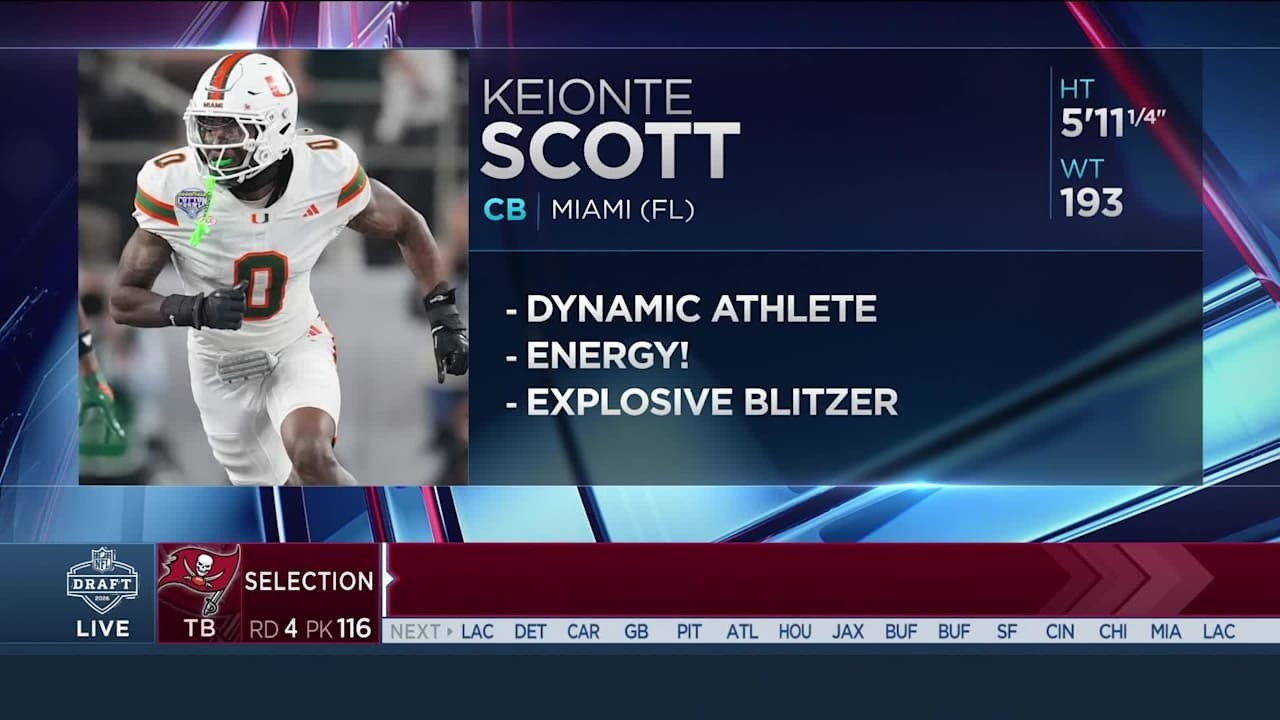 Bill Carroll’s 32 Picks-32 Days Keionte Scott-DB Miami 5’10 5/8″ 193 4.33 40, 44″ Vertical NFL Draft