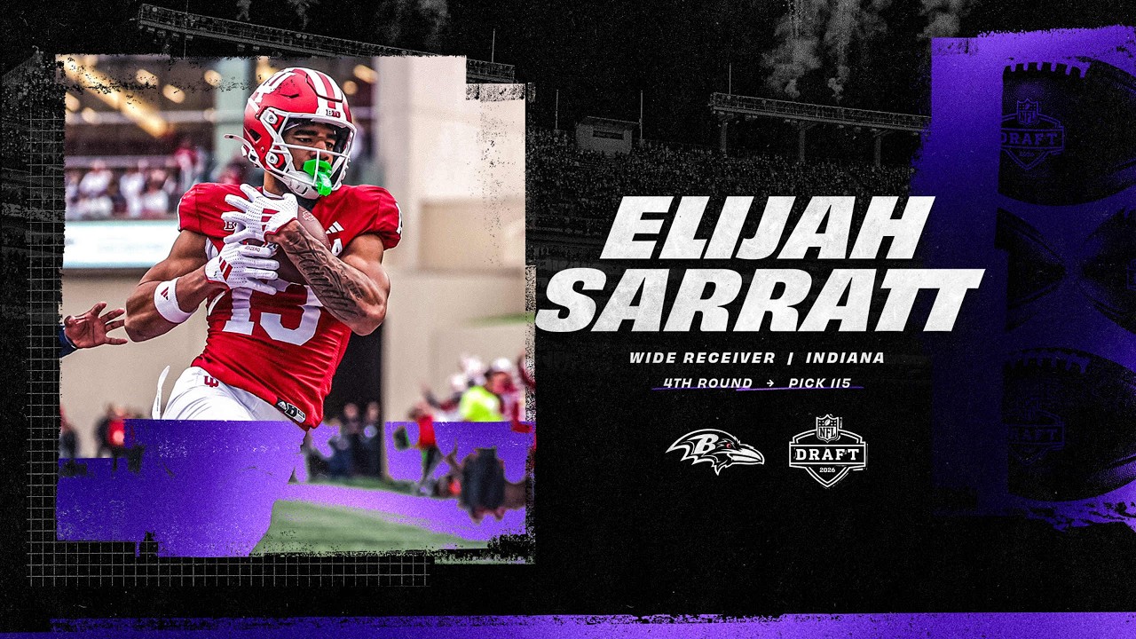 Bill Carroll’s 32 Picks In 32 Days WR Elijah Sarratt 6’2 5/8″ 210 4.53 40 Pick #115 of The Ravens